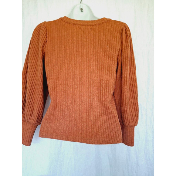 Women's Madewell cropped puffy sleeve Sweater, Orange, XXS - Picture 2 of 4